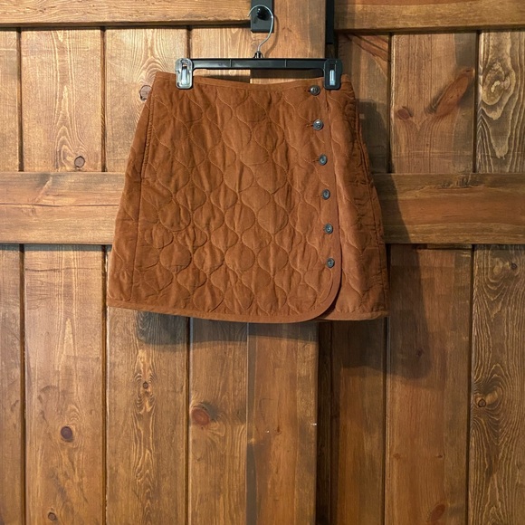 Madewell Brown Quilted Corduroy Button Front Skirt - Picture 4 of 7